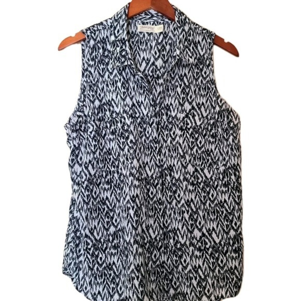Faded Glory women's top Blouse Sleeveless Button Cotton Shirt